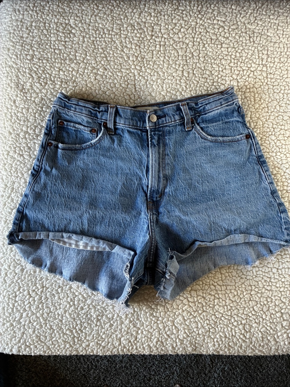 Abercrombie & Fitch High Rise Blue Jean Denim Shorts Sz 31 Curve Love Sz 12
